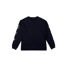 Customized sleeves side printed stamp sweatshirt Design black round neck sweatshirt Threaded collar Threaded cuffs Creative design sweatshirt Winter warm sweatshirt Sweater supplier Z656 Customized sleeves side printed stamp sweatshirt Design black round neck sweatshirt Threaded collar Threaded cuffs Creative design sweatshirt Winter warm sweatshirt Sweater supplier Z656